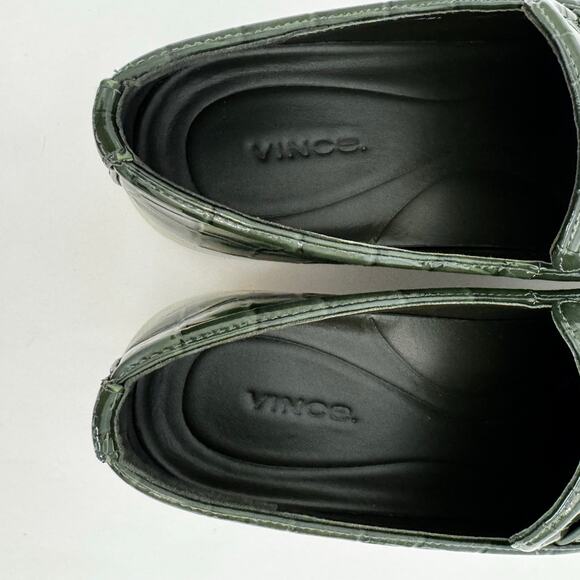 Vince Ghita Croc-Embossed Slip-On Loafer Sneakers Leather Green/White | 8M - Picture 10 of 14